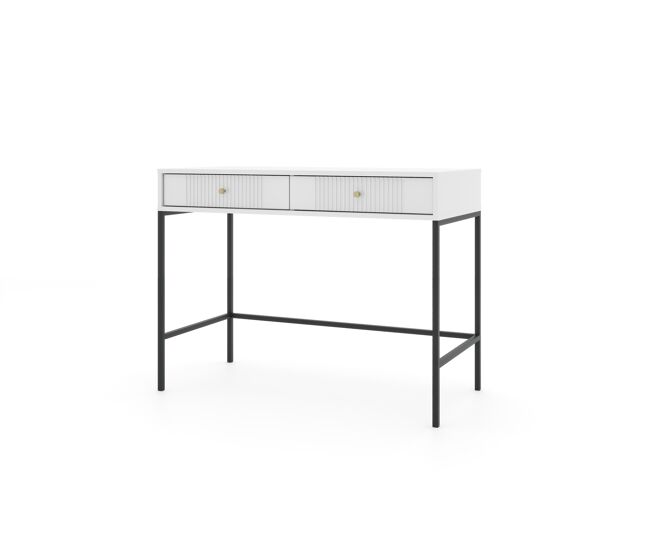 A mesa de consola iseo apresenta num estilo moderno. mede 79x104x50 cm e inclui 2 gavetas.