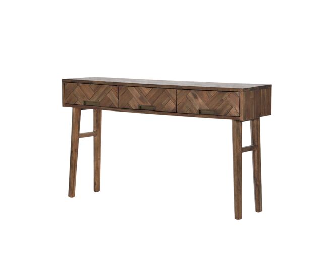 Mesa de consola ashton, de cor castanha, em estilo retro, com 80x140x35 cm e 3 gavetas