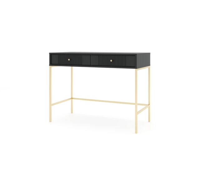 A mesa de consola iseo apresenta num estilo moderno. mede 79x104x50 cm e inclui 2 gavetas.