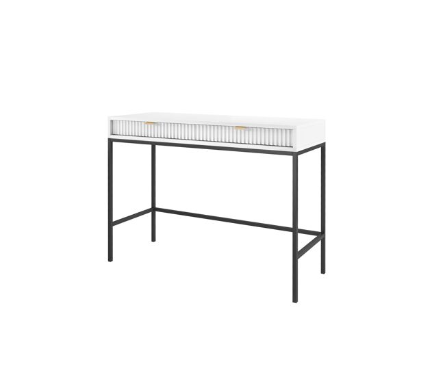 A mesa de consola avon estilo retro. mede 77x104x50 cm e inclui 2 gavetas.