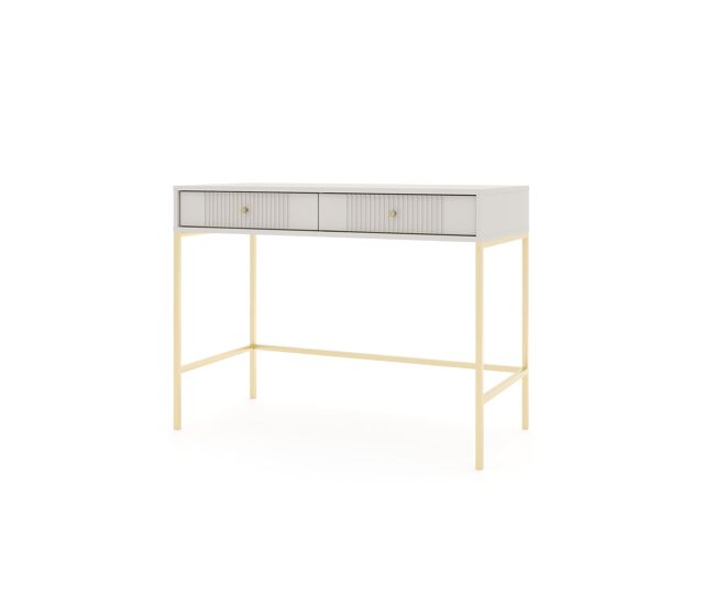 A mesa de consola iseo apresenta num estilo moderno. mede 79x104x50 cm e inclui 2 gavetas.