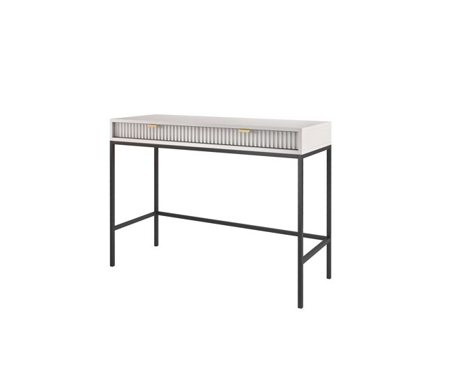 A mesa de consola avon estilo retro. mede 77x104x50 cm e inclui 2 gavetas.