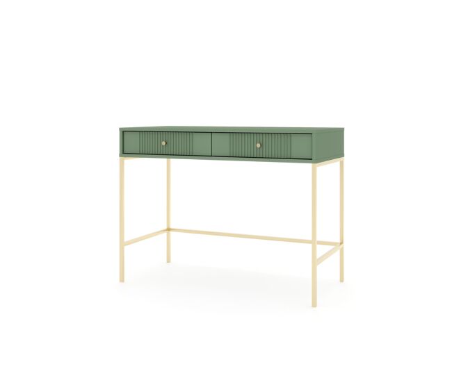 A mesa de consola iseo apresenta num estilo moderno. mede 79x104x50 cm e inclui 2 gavetas.