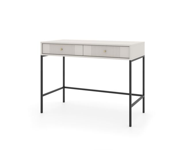 A mesa de consola iseo apresenta num estilo moderno. mede 79x104x50 cm e inclui 2 gavetas.