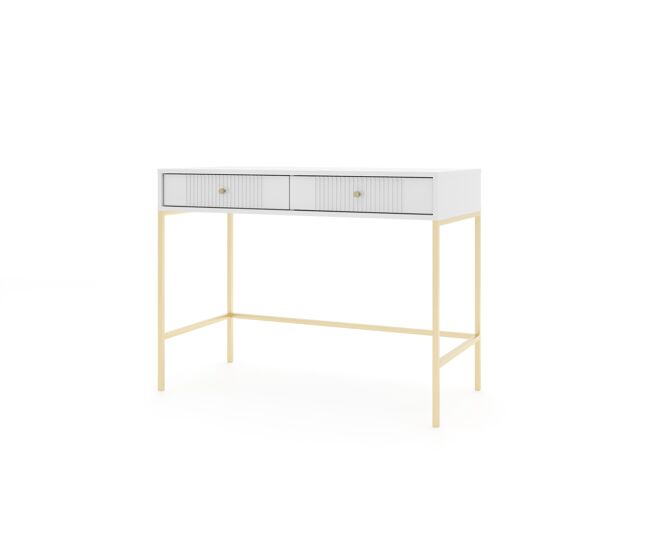 A mesa de consola iseo apresenta num estilo moderno. mede 79x104x50 cm e inclui 2 gavetas.