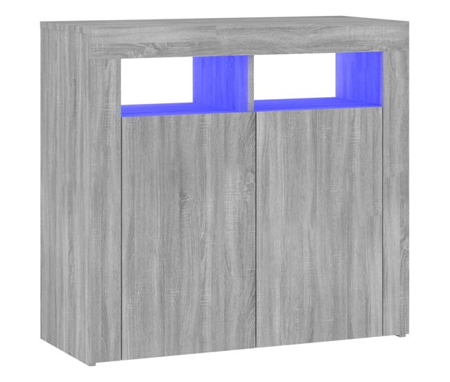 Vidaxl aparador com luzes led 80x35x75 cm cinzento sonoma