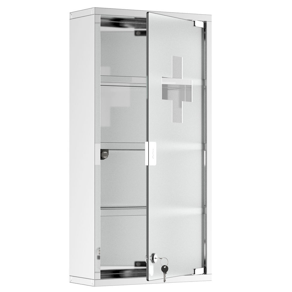 Armário para Remedios Aço 430 inox, porta em vidro temperado