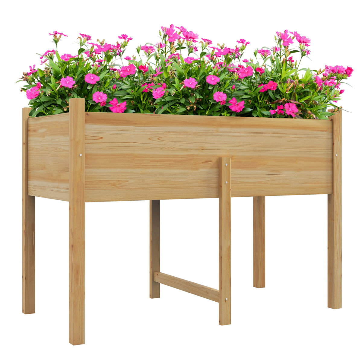 Outsunny mesa de cultivo de madeira horta elevada 115x55x80 cm com tecido não tecido para cultivo de plantas verduras flores madeira
