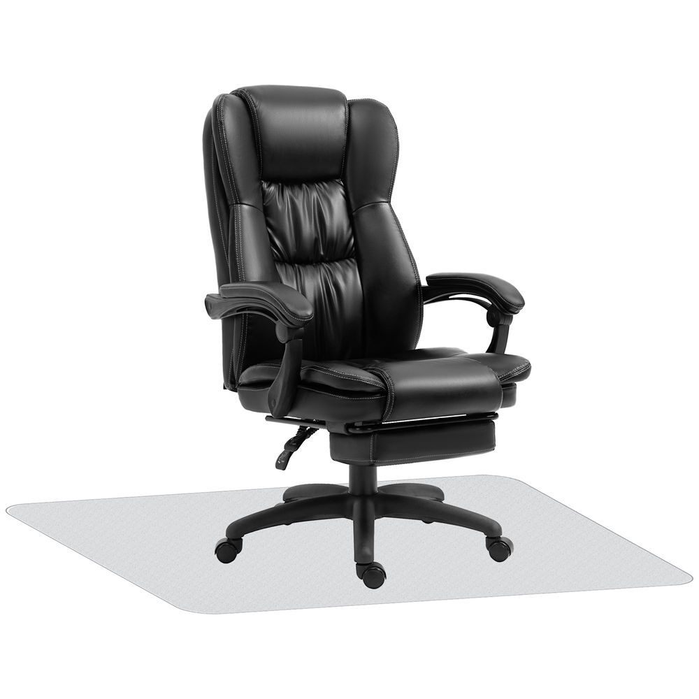 Vinsetto conjunto para escritório inclui 1 cadeira de massagem reclinável com 6 pontos de massagem 68,5x68,5x113-121 cm e 1 tapete protetor de chão 90x120 cm noir e transparente