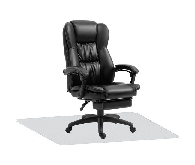 Vinsetto conjunto para escritório inclui 1 cadeira de massagem reclinável com 6 pontos de massagem 68,5x68,5x113-121 cm e 1 tapete protetor de chão 90x120 cm noir e transparente