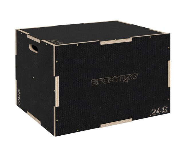 Sportnow caixa pliométrica com 3 alturas diferentes caixa de saltos para treino de força em casa escritório ginásio crossfit carga 120 kg 61x51x41 cm noir