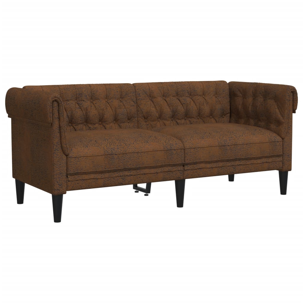 Vidaxl sofá chesterfield 2 lugares tecido castanho