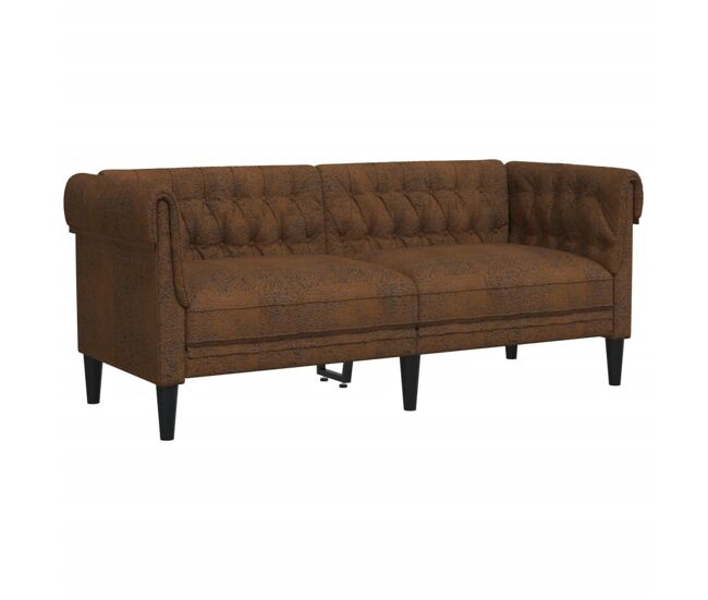 Vidaxl sofá chesterfield 2 lugares tecido castanho