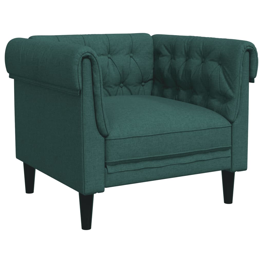 Vidaxl sofá chesterfield tecido verde-escuro
