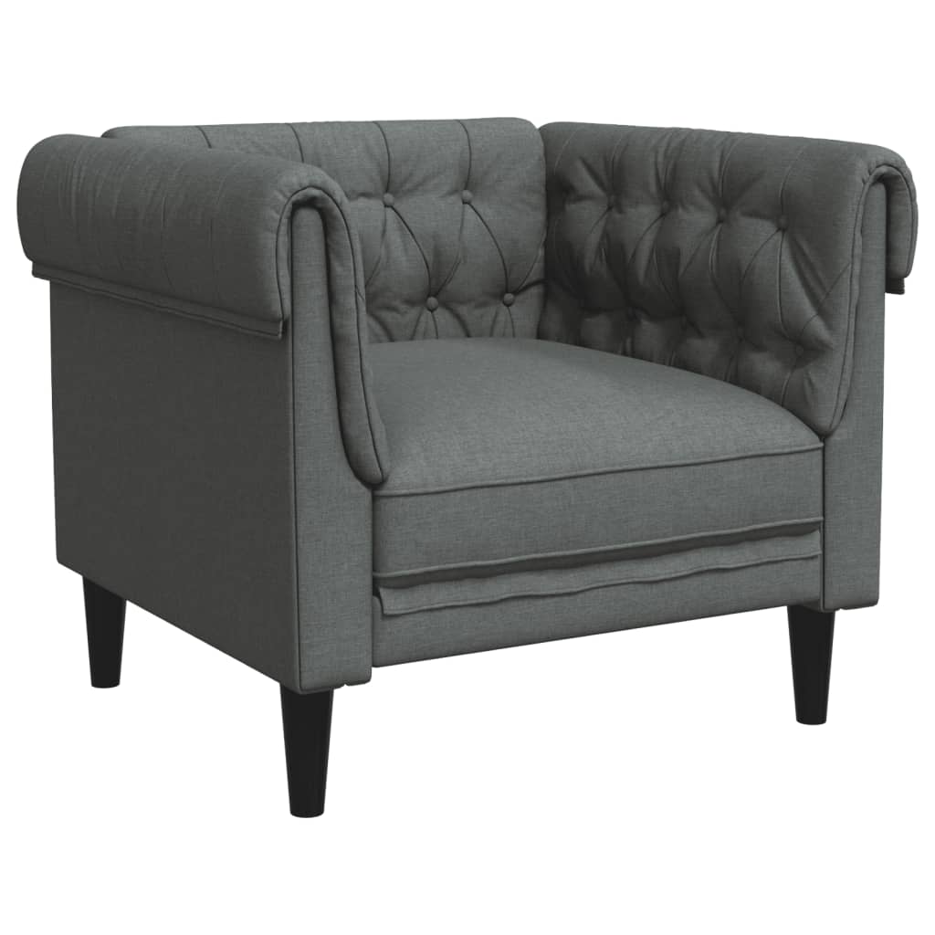 Vidaxl sofá chesterfield tecido cinzento-escuro