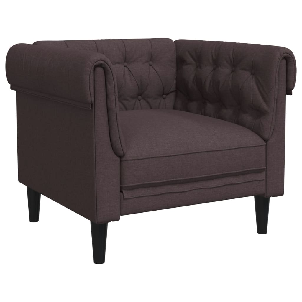 Vidaxl sofá chesterfield tecido castanho-escuro