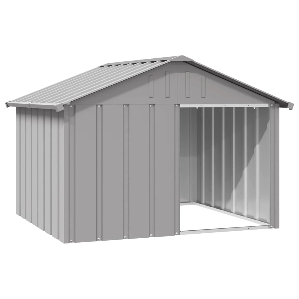 Vidaxl casota para cães 116,5x103x81,5 cm aço galvanizado cinzento