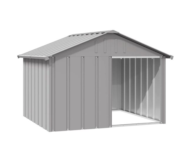 Vidaxl casota para cães 116,5x103x81,5 cm aço galvanizado cinzento