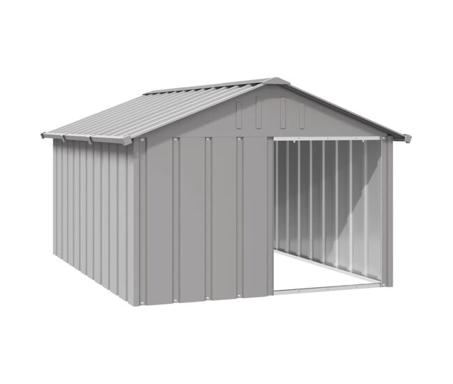 Vidaxl casota para cães 116,5x153x81,5 cm aço galvanizado cinzento