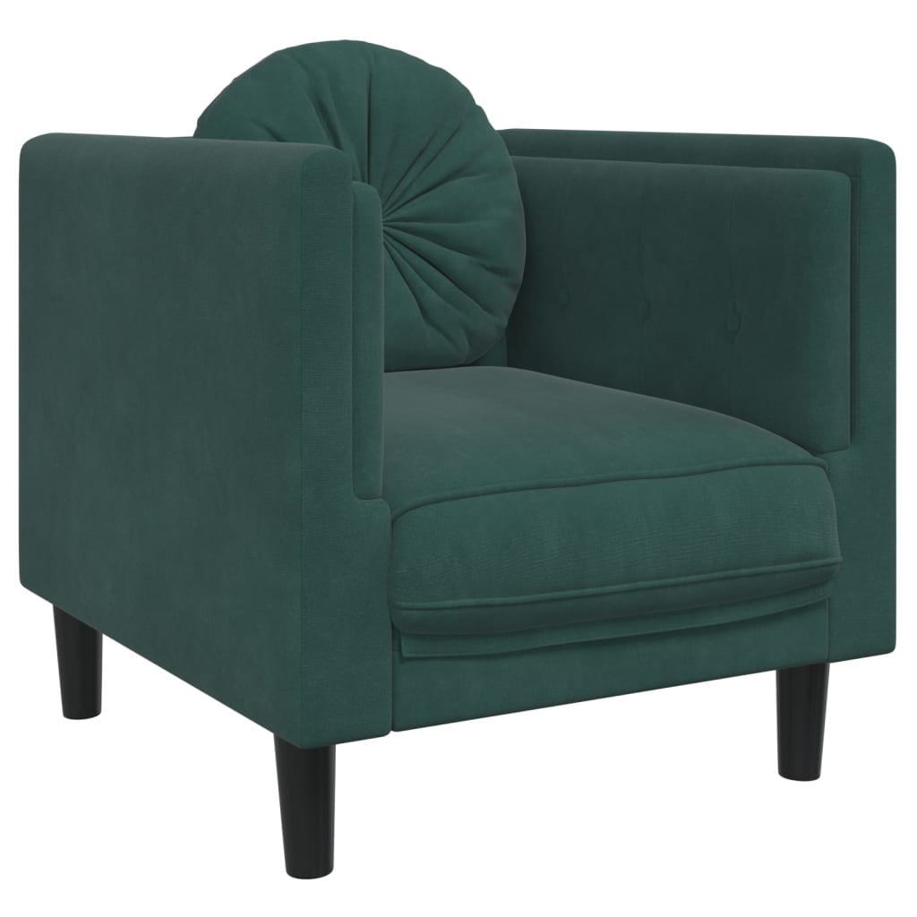 Vidaxl poltrona com almofadão veludo verde-escuro