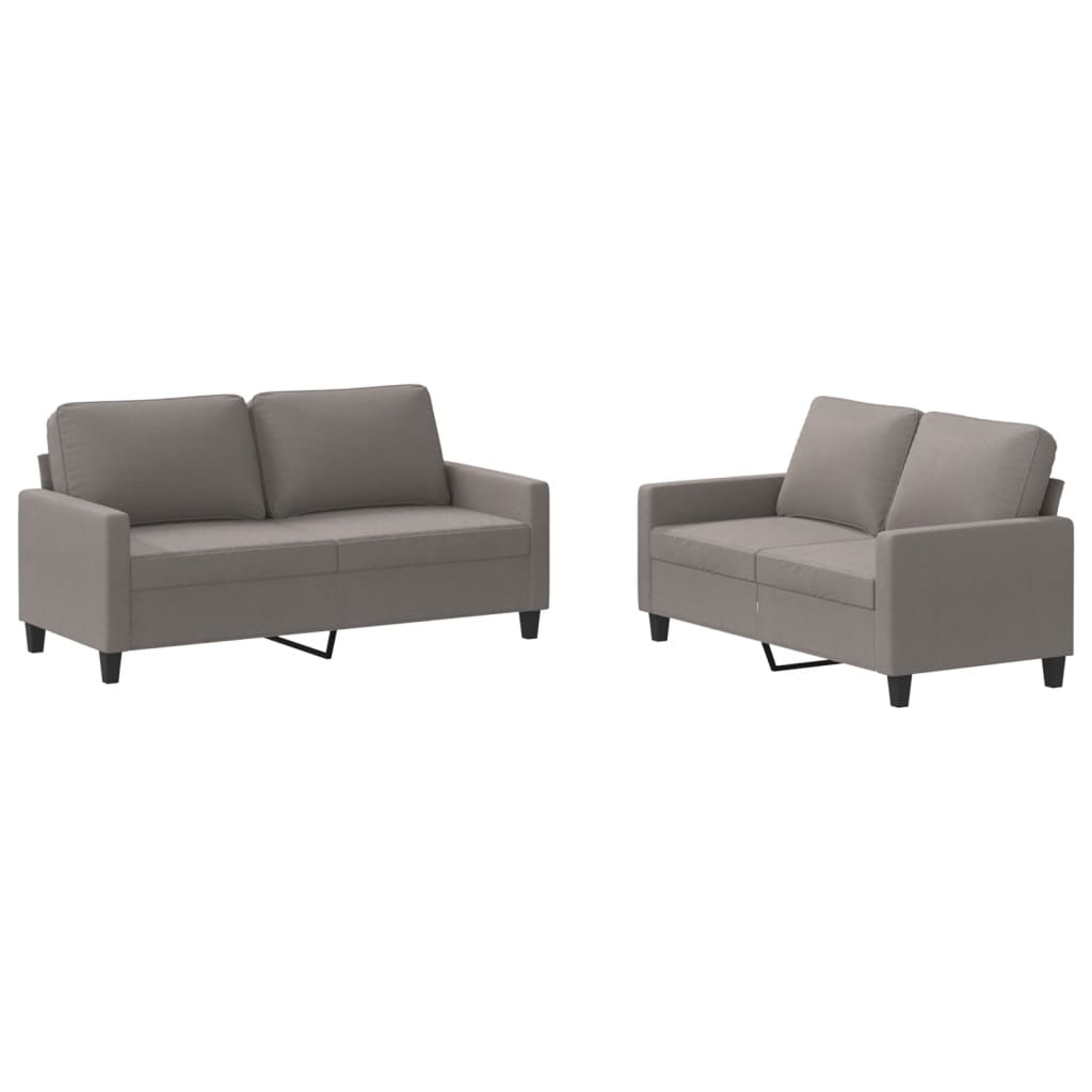 Vidaxl 2 pcs conjunto de sofás com almofadões tecido cinza-acastanhado