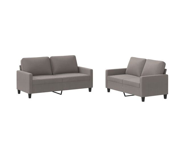 Vidaxl 2 pcs conjunto de sofás com almofadões tecido cinza-acastanhado