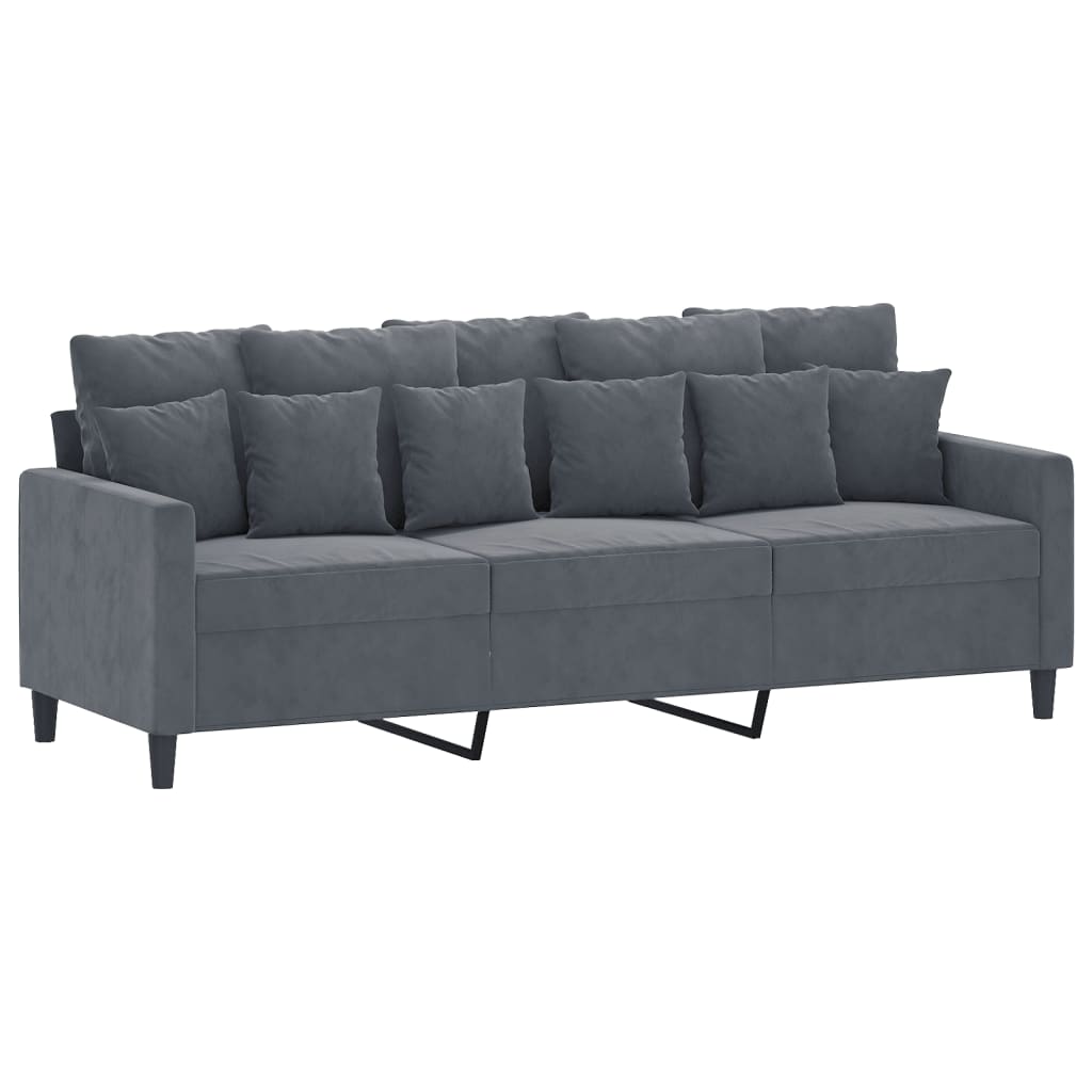 Vidaxl sofá de 3 lugares 180 cm veludo cinza-escuro