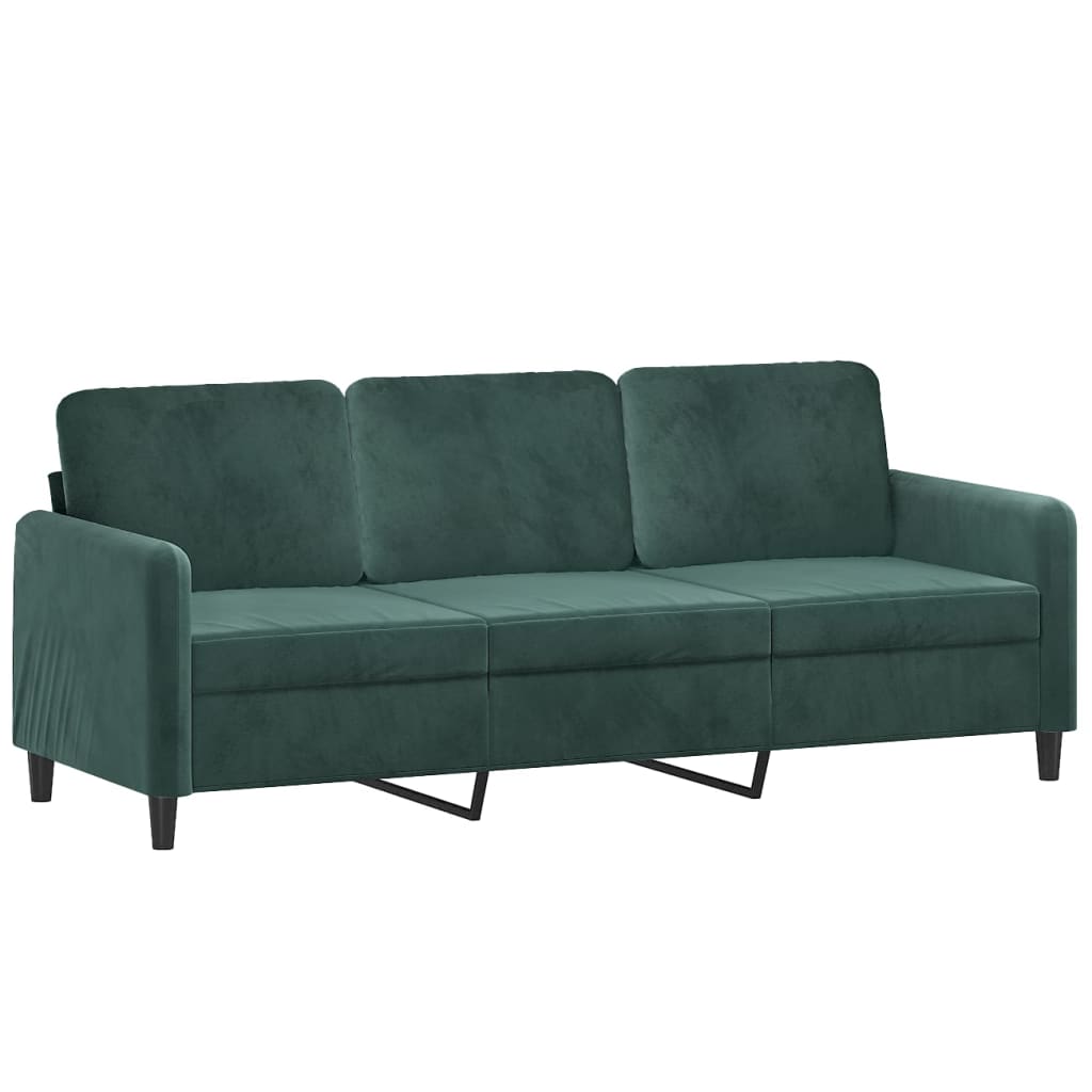 Vidaxl sofá de 3 lugares 180 cm veludo verde-escuro