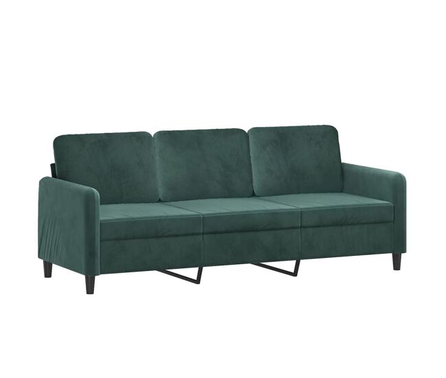 Vidaxl sofá de 3 lugares 180 cm veludo verde-escuro