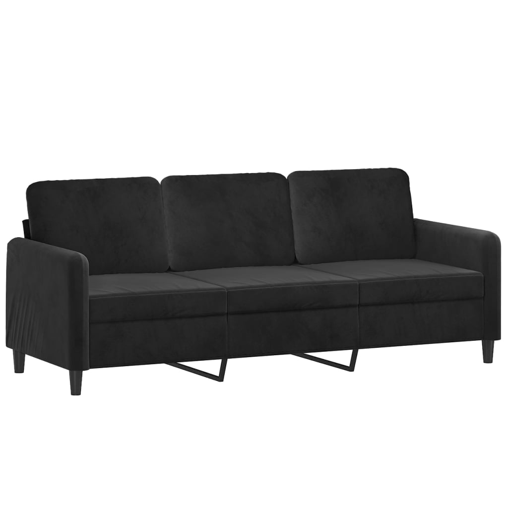 Vidaxl sofá de 3 lugares 180 cm veludo preto