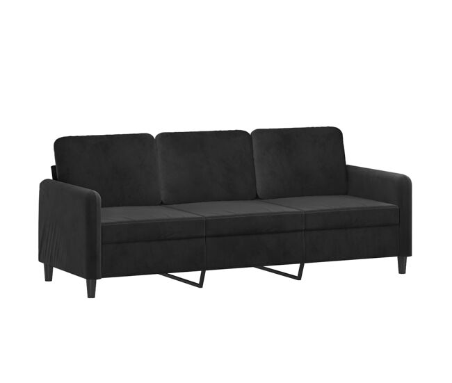Vidaxl sofá de 3 lugares 180 cm veludo preto