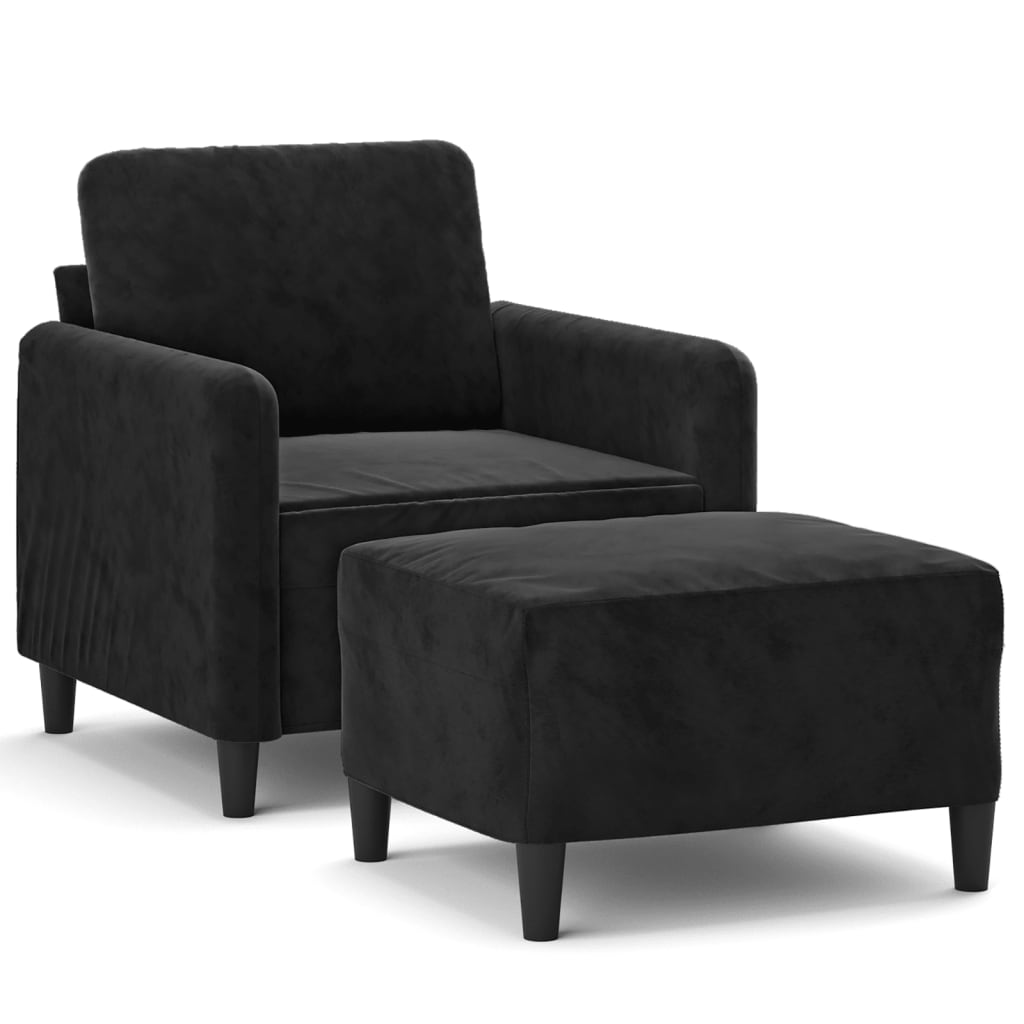 Vidaxl poltrona com apoio de pés 60 cm veludo preto