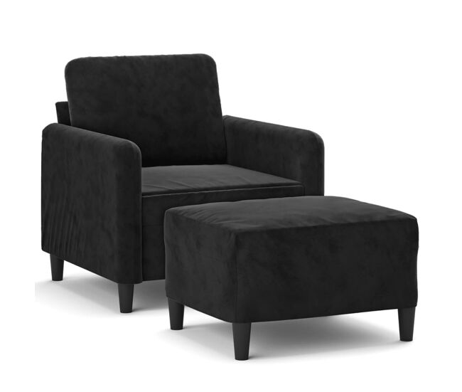 Vidaxl poltrona com apoio de pés 60 cm veludo preto