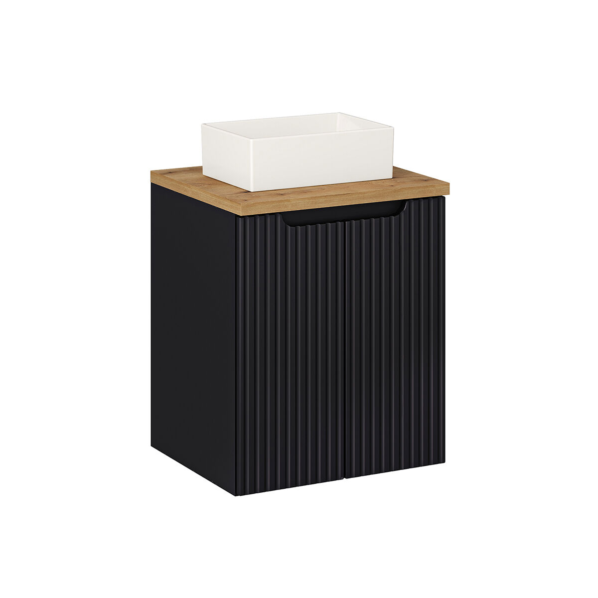 Móvel de lavatório simples 50cm 2 portas riva noir e madeira