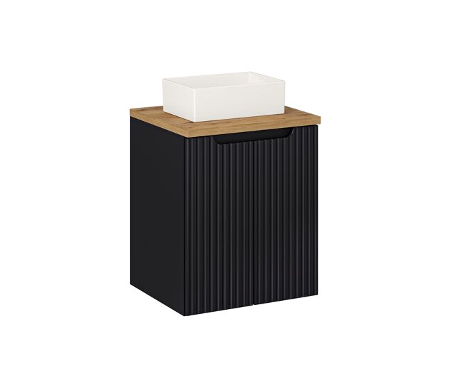 Móvel de lavatório simples 50cm 2 portas riva noir e madeira