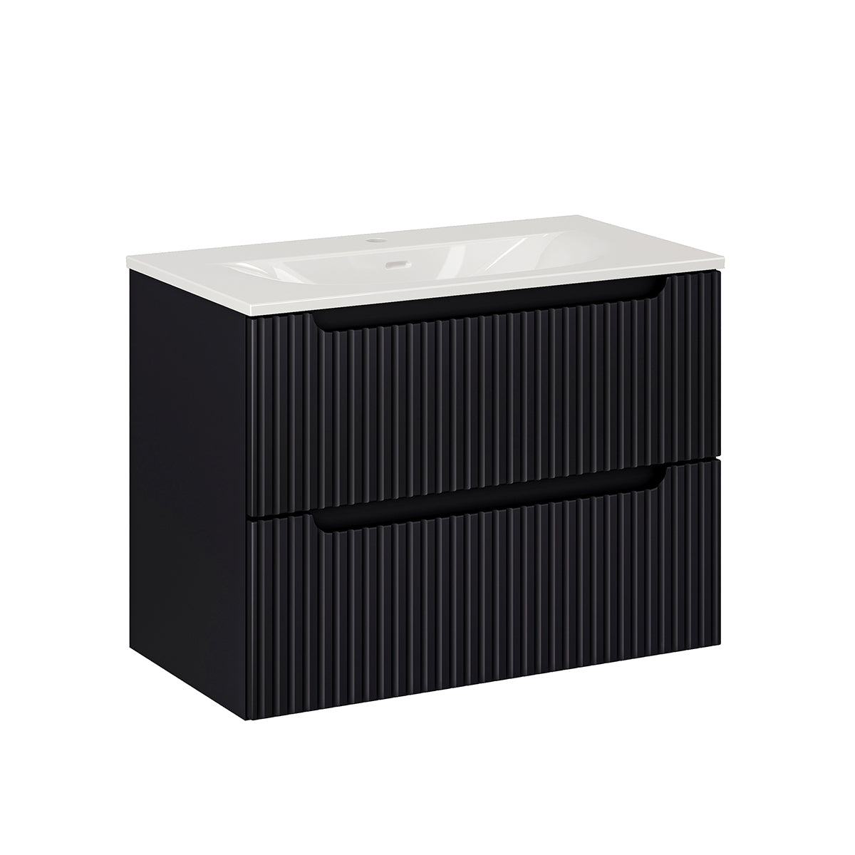 Móvel de lavatório simples encastrado 80cm 2 gavetas riva preto