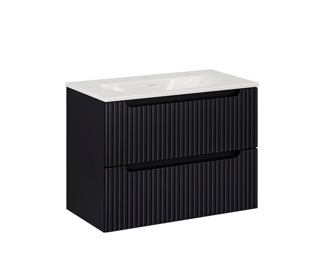 Móvel de lavatório simples encastrado 80cm 2 gavetas riva preto