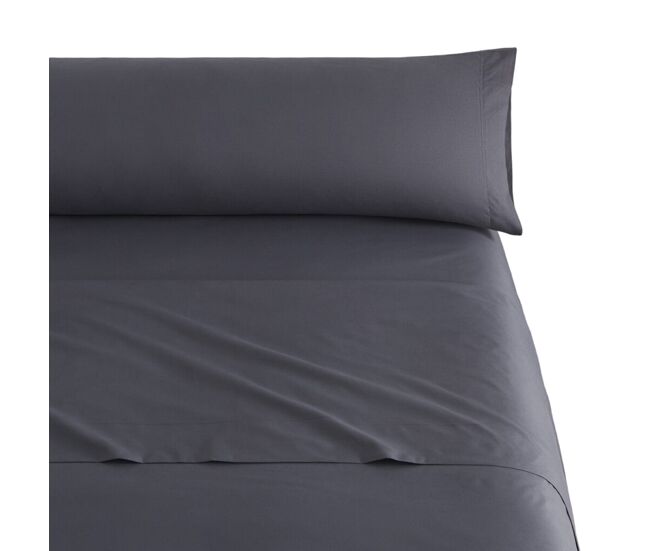 Conjunto de lençóis três peças de microfibra cinza lisa cama 180cm donegal collections