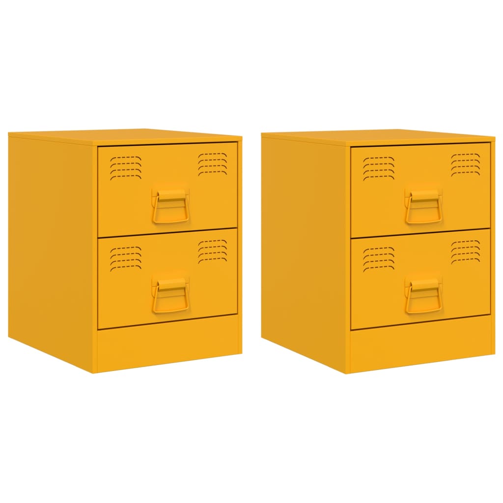 Vidaxl mesas de cabeceira 2 pcs 34,5x39x44 cm acier jaune
