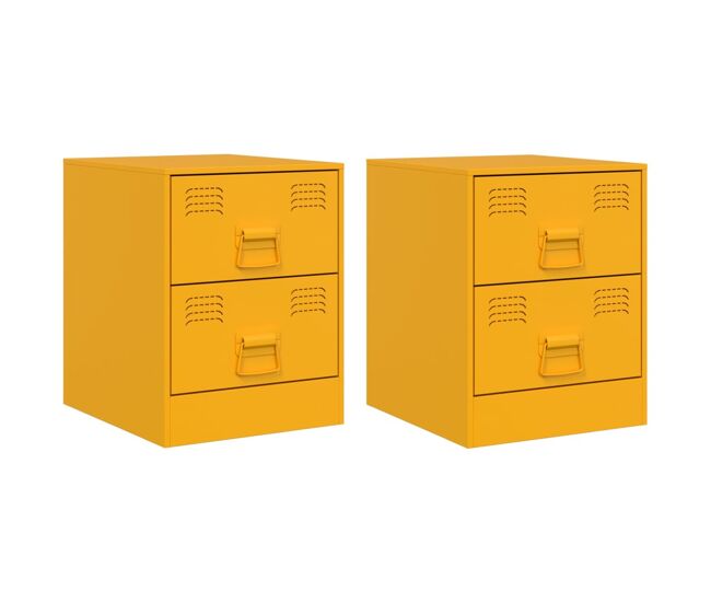 Vidaxl mesas de cabeceira 2 pcs 34,5x39x44 cm acier jaune