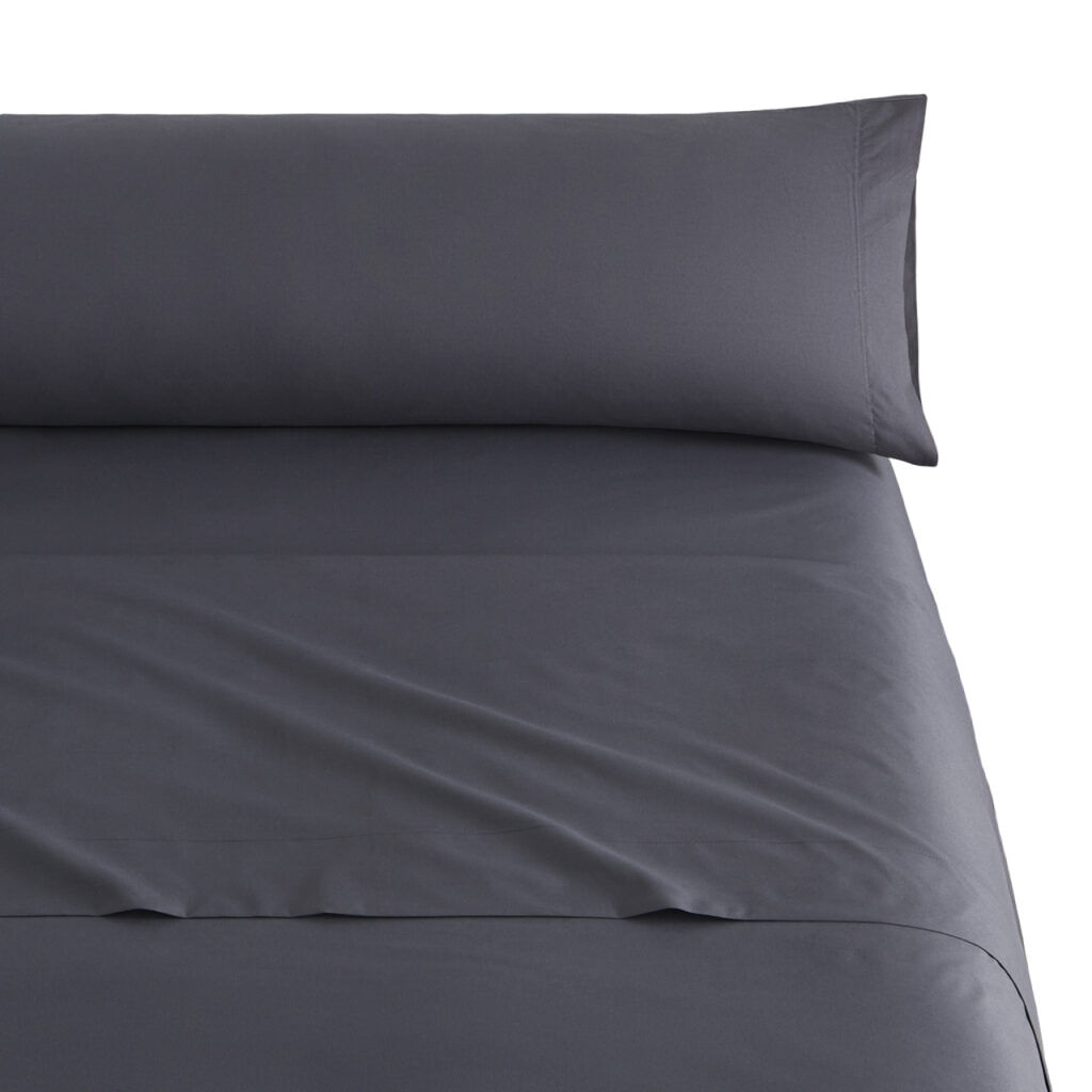 Conjunto de lençóis três peças de microfibra cinza lisa cama 200cm donegal collections