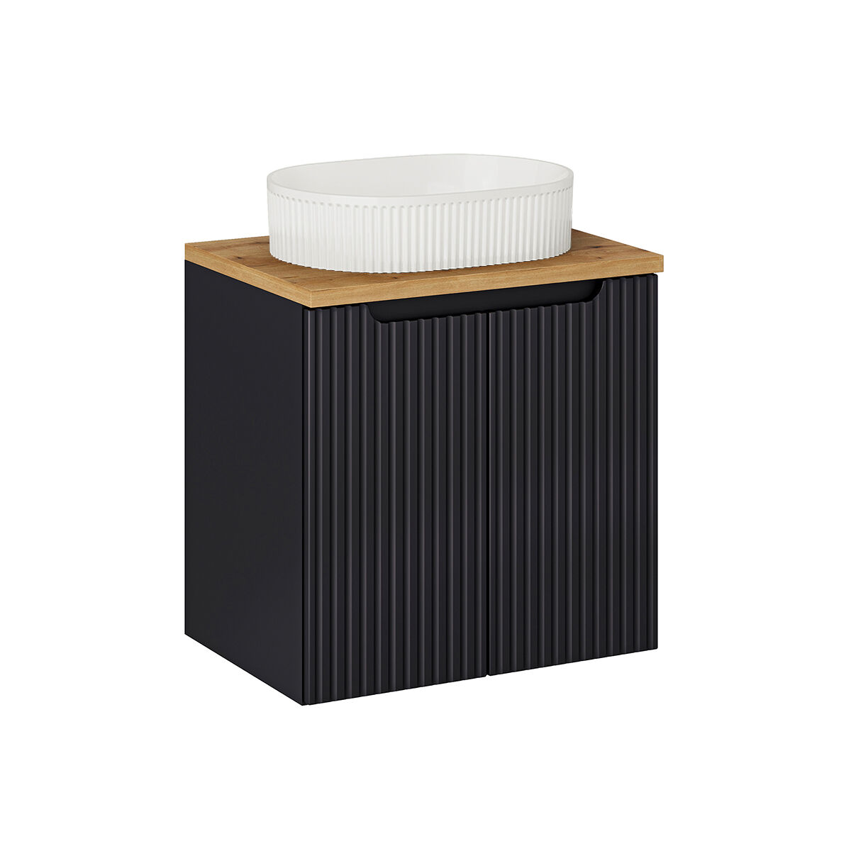 Móvel de lavatório simples 60cm 2 portas riva noir e madeira