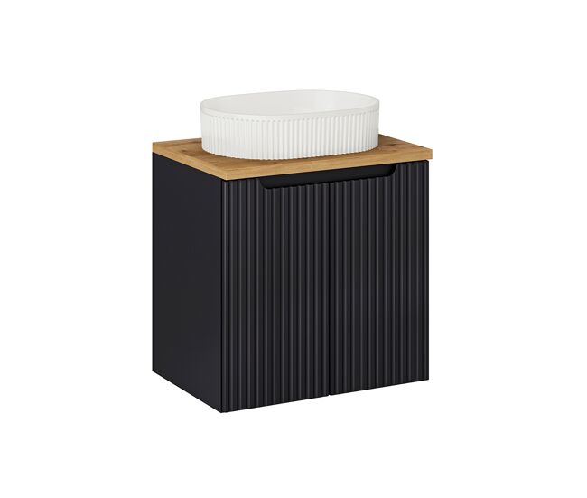 Móvel de lavatório simples 60cm 2 portas riva noir e madeira