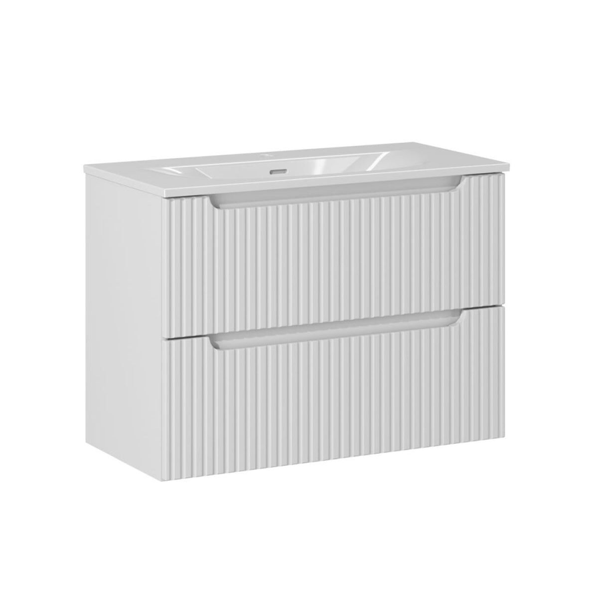Móvel lavatório simples encastrado 80cm 2 gavetas riva branco