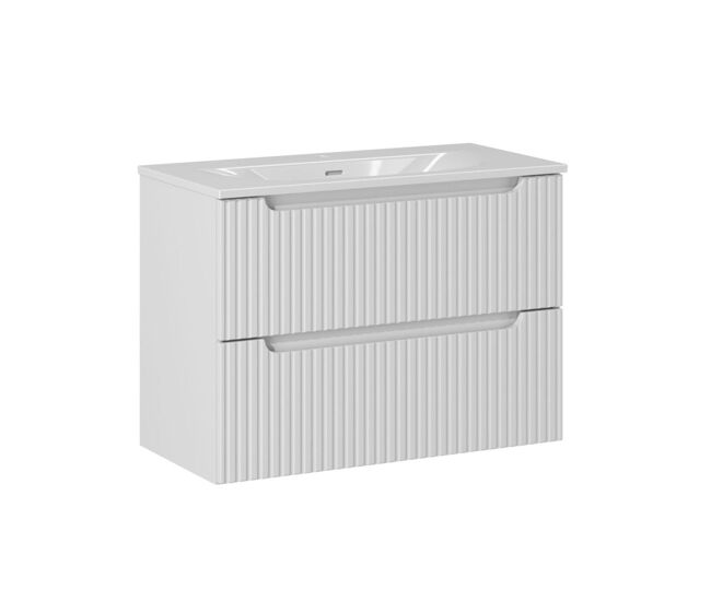 Móvel lavatório simples encastrado 80cm 2 gavetas riva branco
