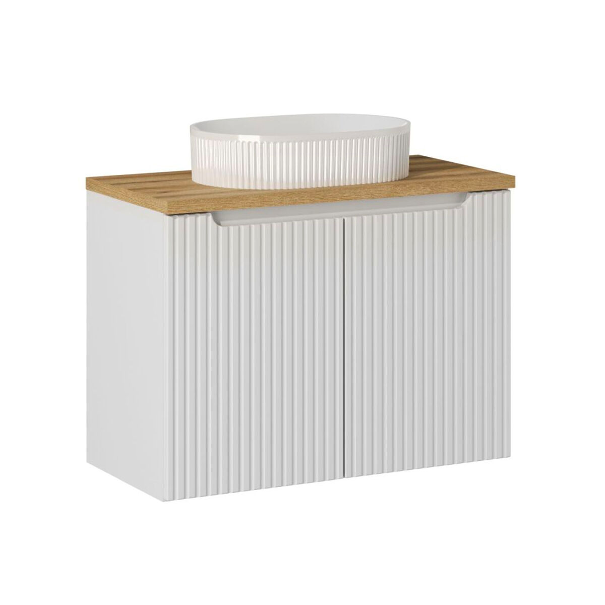 Móvel lavatório simples 80cm 2 portas riva blanc e madeira