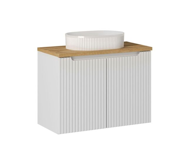 Móvel lavatório simples 80cm 2 portas riva blanc e madeira