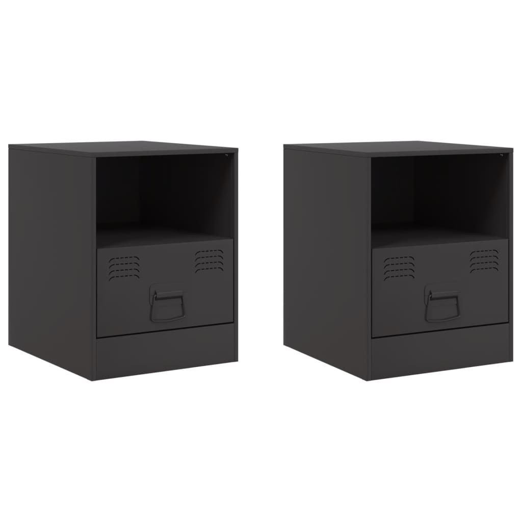 Vidaxl mesas de cabeceira 2 pcs 34,5x39x44 cm acier noir