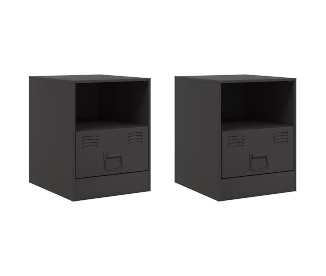 Vidaxl mesas de cabeceira 2 pcs 34,5x39x44 cm acier noir