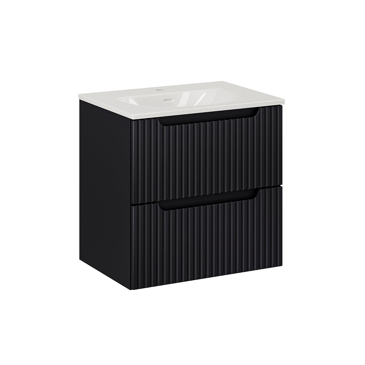 Móvel de lavatório simples encastrado 60cm 2 gavetas riva noir